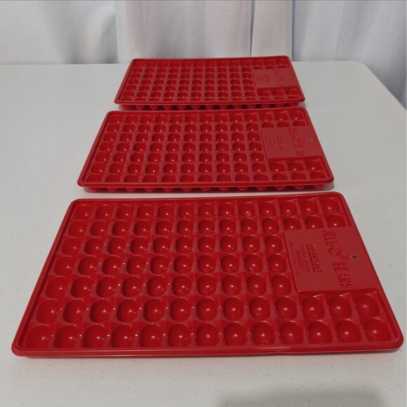 Vintage Jell-O Jigglers Jelly Bean Molds Red Set of 3 Plastic Gelatin Jello Set - Picture 4 of 10